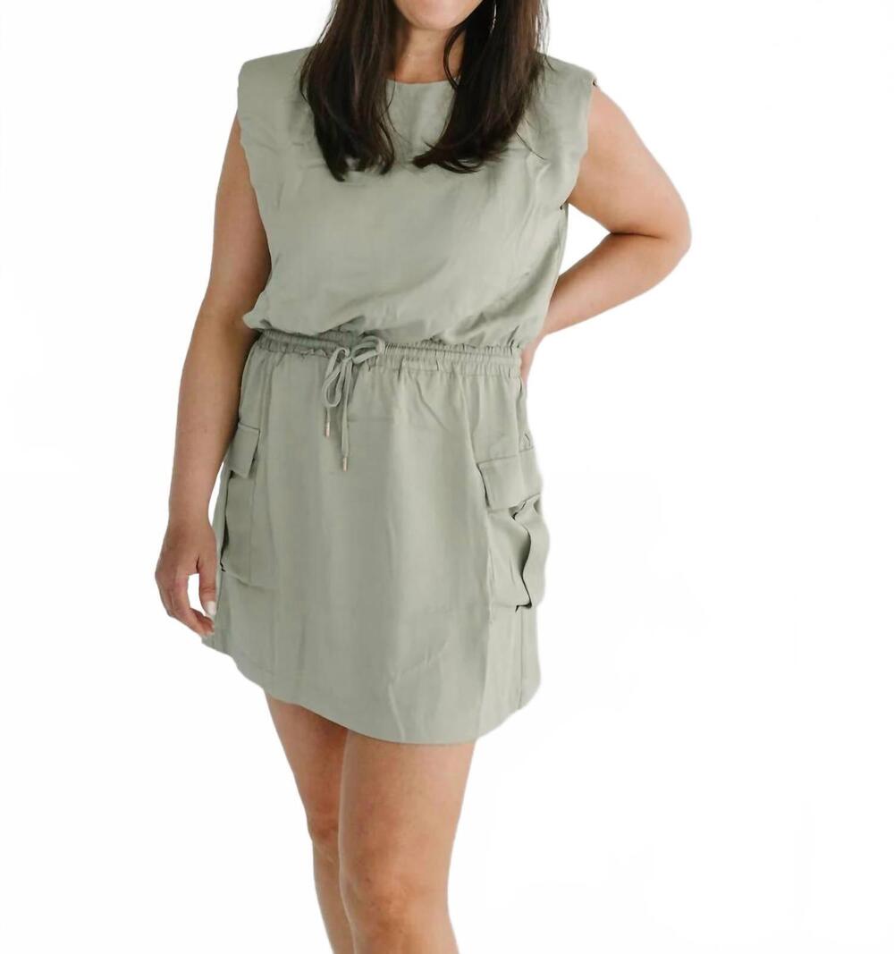 NEW SKIES ARE BLUE muscle utility mini dress in sage